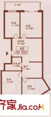松江大廈戶型圖戶型圖 3室2廳1衛(wèi)1廚