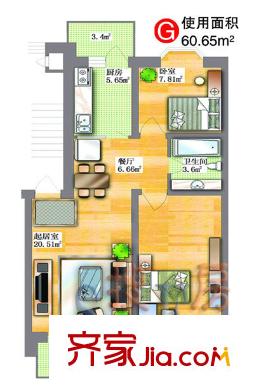 靜怡家園2室1廳1衛(wèi)1廚