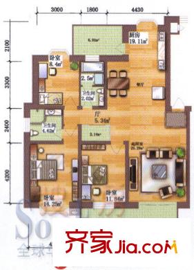 靜怡家園3室2廳2衛(wèi)1廚
