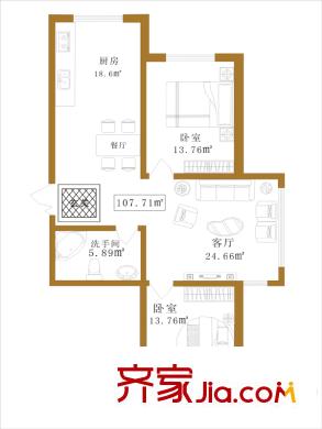 大江廣廈戶型圖C戶型 2室2廳1衛(wèi)1廚