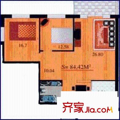 龍坤花園戶型圖2室1廳1衛(wèi)1廚