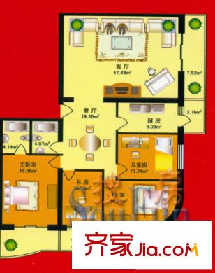 紫金相府戶型圖4室1廳2衛(wèi)1廚