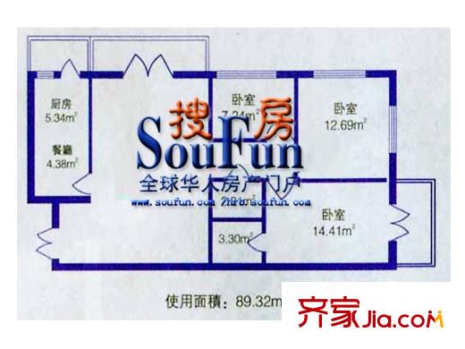 世紀(jì)嘉園戶型圖戶型1 3室2廳2衛(wèi)1廚