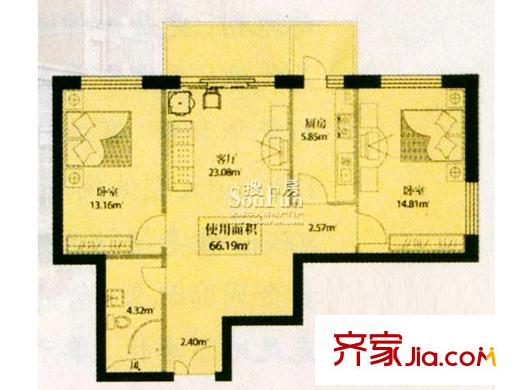 世紀(jì)嘉園戶型圖戶型5 2室1廳1衛(wèi)1廚