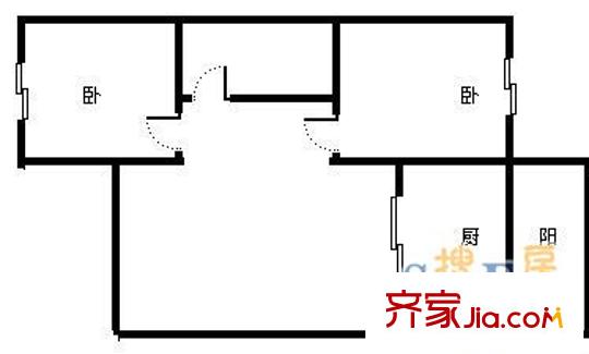 教委樓（香坊大街） 2室 戶型圖
