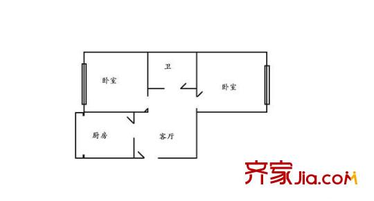 教委樓（香坊大街） 2室 戶型圖