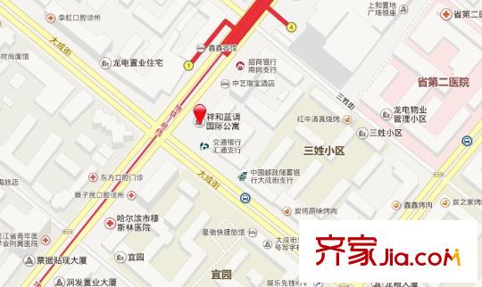 祥和藍調國際公寓交通圖哈爾濱  