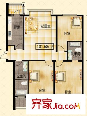 學(xué)府怡園戶(hù)型圖C棟3單元戶(hù)型 3室2廳1衛(wèi)1廚
