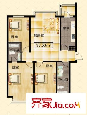 學(xué)府怡園戶(hù)型圖C棟2單元戶(hù)型 3室2廳2衛(wèi)1廚