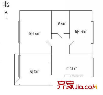 先鋒小區(qū)戶型圖戶型圖 2室1廳1衛(wèi)1廚