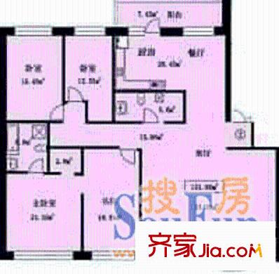 金桂園海棠閣戶型圖4室2廳2衛(wèi)1廚