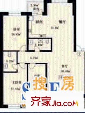 金桂園海棠閣戶型圖3室2廳2衛(wèi)1廚