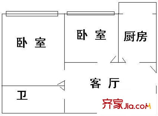 珠江陽光居 2室 戶型圖