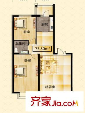 學(xué)府怡園戶(hù)型圖B棟1單元戶(hù)型 2室1廳1衛(wèi)1廚