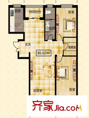 學(xué)府怡園戶(hù)型圖B棟戶(hù)型圖 2室1廳1衛(wèi)1廚