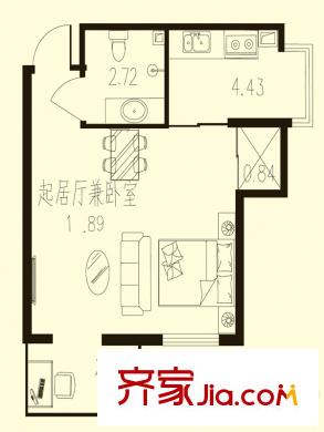 學(xué)府青年城戶(hù)型圖C戶(hù)型 1室1廳1衛(wèi)1廚