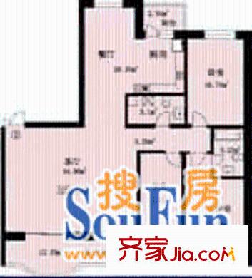 金桂園海棠閣戶型圖3室2廳2衛(wèi)1廚
