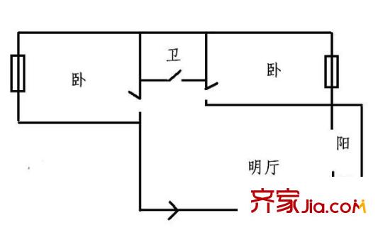 分部街14號小區(qū)戶型圖分部街小區(qū) 2室 戶型圖 2室1廳1衛(wèi)1廚
