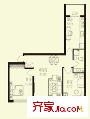 學(xué)府青年城戶(hù)型圖B戶(hù)型 2室1廳1衛(wèi)1廚