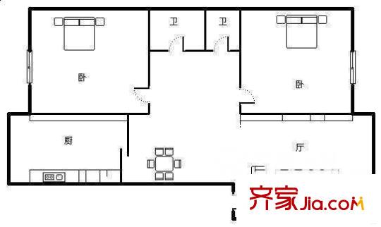 新苑小區(qū) 2室 戶型圖