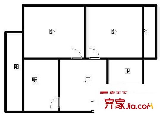 新苑小區(qū) 2室 戶型圖