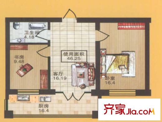 華遠(yuǎn)龍灣戶型圖C戶型圖 2室1廳1衛(wèi)1廚