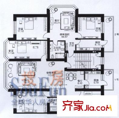 杰順花園戶型圖戶型圖 2室1廳1衛(wèi)1廚