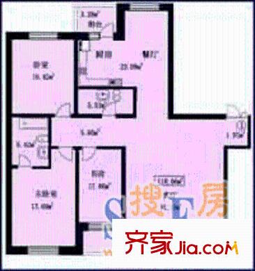 金桂園杜鵑閣戶型圖3室2廳2衛(wèi)1廚