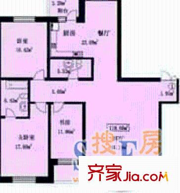 金桂園杜鵑閣戶型圖3室2廳2衛(wèi)1廚