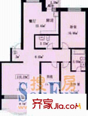 金桂園杜鵑閣戶型圖3室2廳2衛(wèi)1廚
