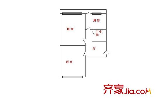 黑建筑家屬樓戶型圖12 2室1廳1衛(wèi)1廚