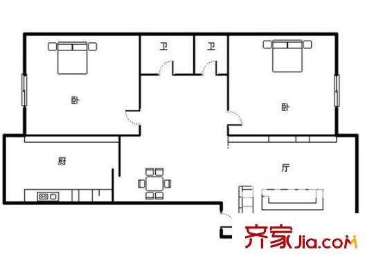 新苑小區(qū) 2室 戶型圖
