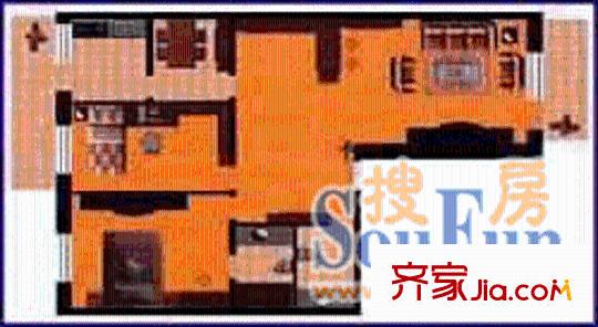 明珠府邸戶(hù)型圖2室2廳2衛(wèi)1廚