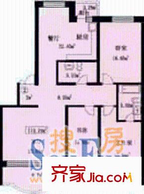 金桂園杜鵑閣戶型圖3室2廳2衛(wèi)1廚