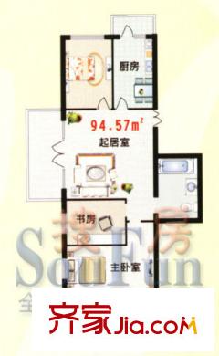 電力物資公寓戶型圖3室2廳1衛(wèi)1廚