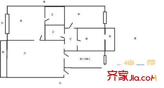 巴陵街64號(hào)小區(qū)戶型圖哈爾濱 巴陵街64號(hào) 戶型圖 3室2廳2衛(wèi)1廚