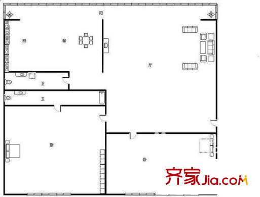 省政府家屬樓 2室 戶型圖