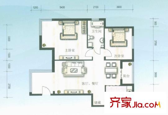 水木蘭亭戶型圖戶型 2室2廳1衛(wèi)1廚