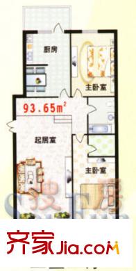 電力物資公寓戶型圖2室2廳1衛(wèi)1廚