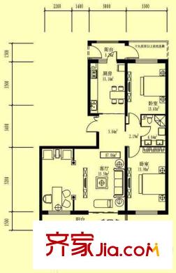 先鋒領地戶型圖C戶型 2室2廳1衛(wèi)1廚