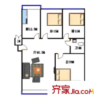 名人府邸戶型圖戶型圖 3室1廳1衛(wèi)1廚