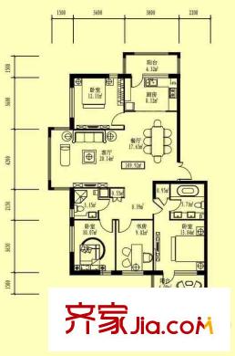 先鋒領地戶型圖B戶型 4室2廳2衛(wèi)1廚