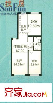 田園新城戶型圖戶型圖 2室1廳1衛(wèi)1廚