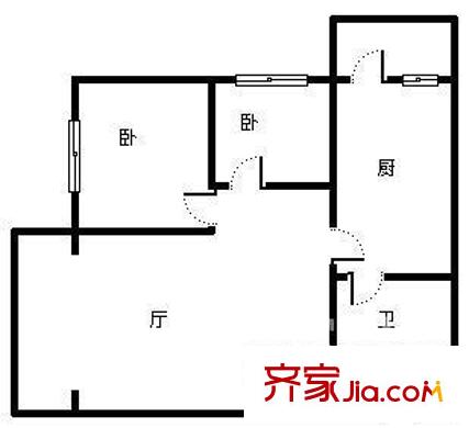 龍之港大廈(人和街)戶型圖哈爾濱 人和街龍之港大廈 戶型圖 2室1廳1衛(wèi)1廚