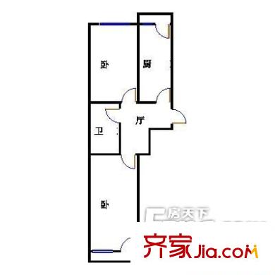 龍之港大廈(人和街)戶型圖哈爾濱 人和街龍之港大廈 戶型圖 2室1廳1衛(wèi)1廚