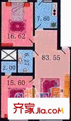 金河小區(qū)戶型圖2室1廳2衛(wèi)1廚