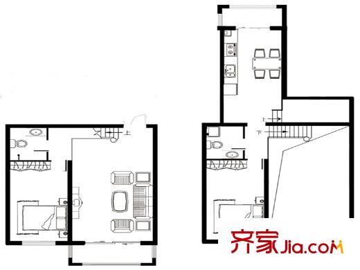 江霆華府二期戶型圖戶型E 2室2廳2衛(wèi)1廚
