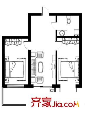 江霆華府二期戶(hù)型圖戶(hù)型I 2室1廳1衛(wèi)1廚