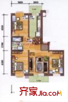北鴻花園城市戶型圖戶型圖 3室1廳1衛(wèi)1廚