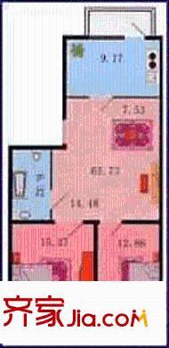 金河小區(qū)戶型圖2室1廳1衛(wèi)1廚